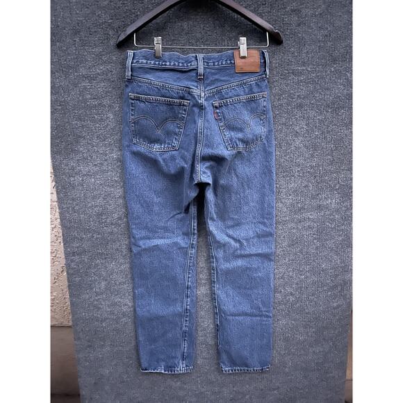 Levi's Premium 501 Jeans Womens 27x28 Blue Denim Straight Leg Button Fly Classic - Picture 2 of 11
